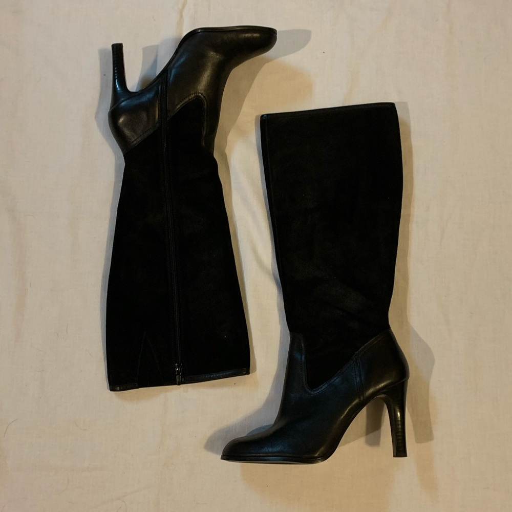 Ralph Lauren Bryce Black Suede Knee High Boots